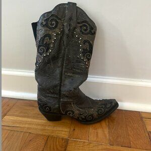 Corral Boots Vintage Black Embroidered Cowgirl Boot (SIZE 7)